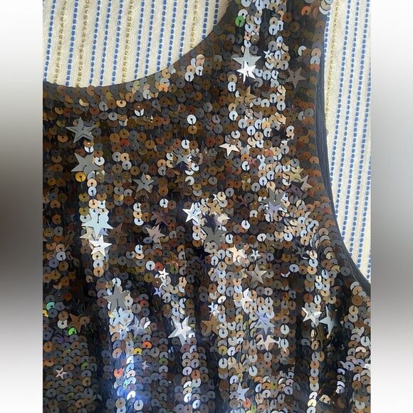 J Crew Collection Romper Sequin Starts Black Neckline Lined Pockets Sz 6 - Picture 7 of 16